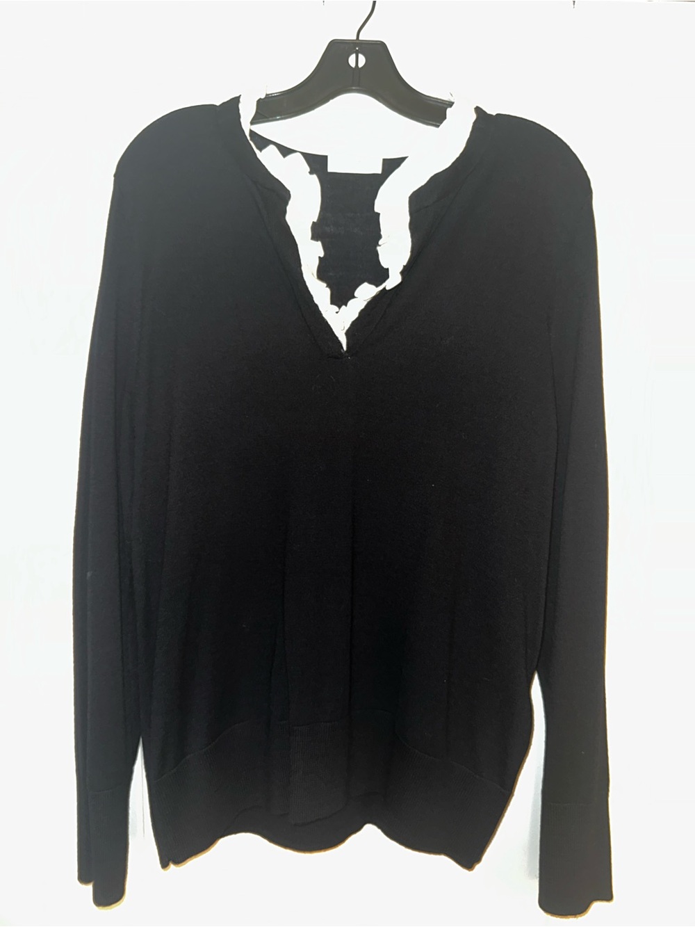 Sandro Black Knit Sweater with Subtle Ribbing